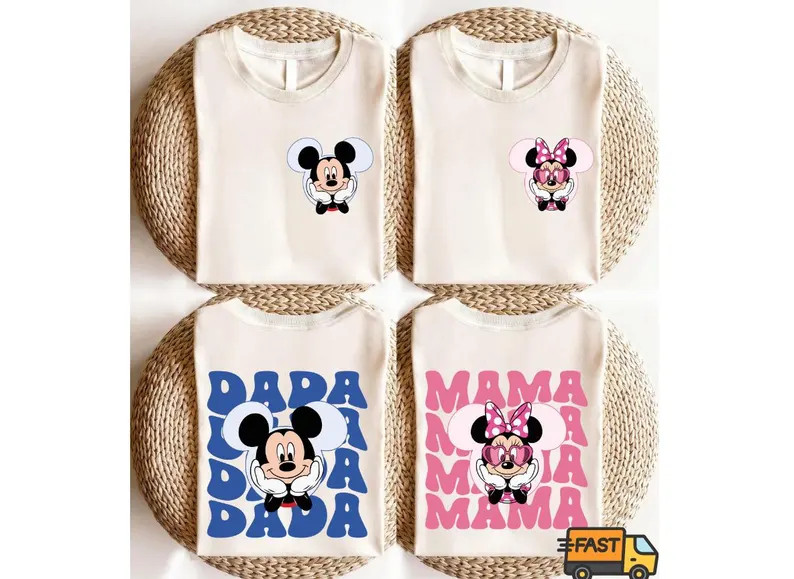 Disney Mickey & Friends Family Shirt, Mama And Dada Matching T-Shirt, Minnie Mouse Mama Shirt, Mi... | Etsy (Global)