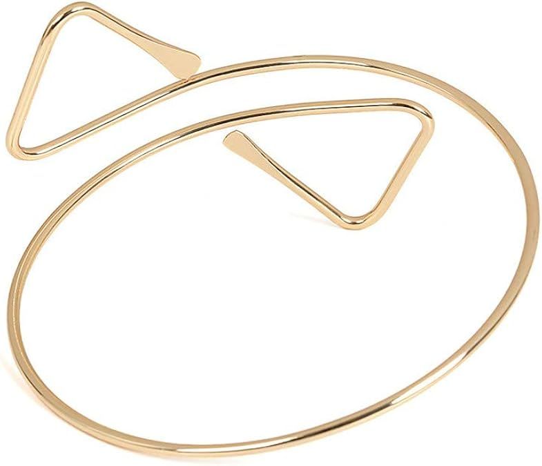 OCTCHOCO Fashion Simple Curve Geo Open Arm Bracelet Upper Arm Cuff Armlet Armband Bangle Adjustab... | Amazon (US)