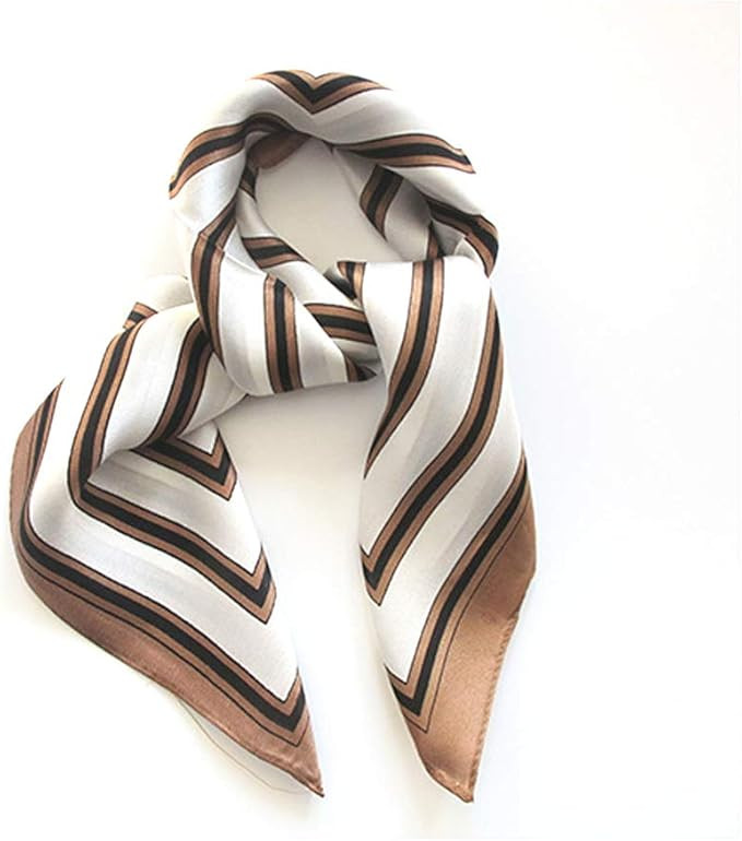 Aufeel 100% Real Mulberry Silk Women Small Square Neck Scarfs 21" Lightweight Headscarf Printed N... | Amazon (US)