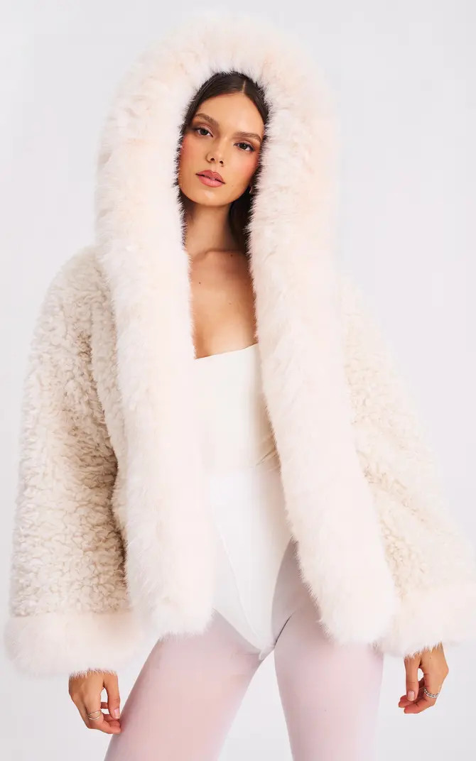 Miss Circle Jumbo Kali Vegan Shearling Fur Trimmed Coat | Nordstrom | Nordstrom