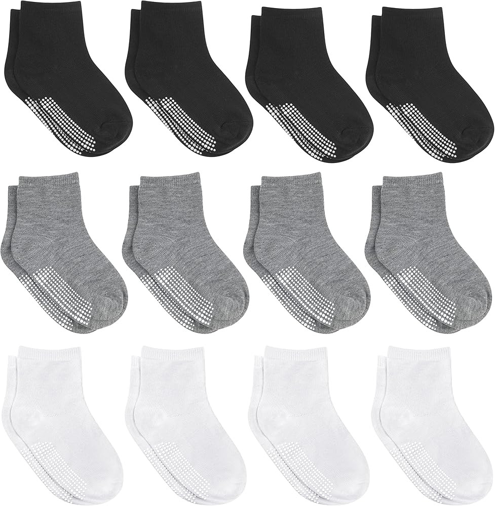 Debra Weitzner 12 Pairs Non-Slip Toddler Socks With Grips for Baby Boys and Girls-Anti-Slip Crew ... | Amazon (US)