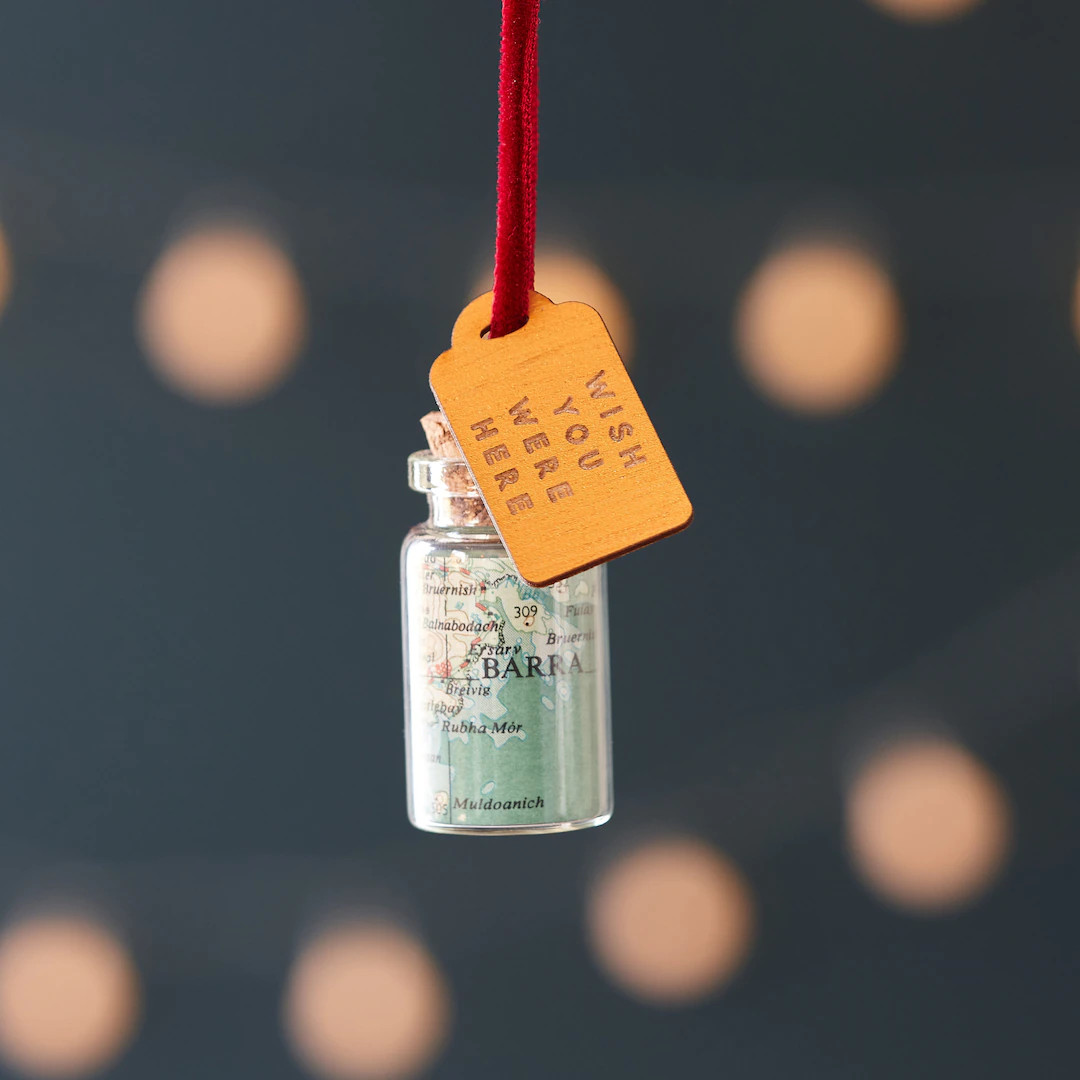 Holiday Decorations, Christmas Bauble Custom Map Message Bottle, Personalised Map in A Bottle Han... | Etsy (US)