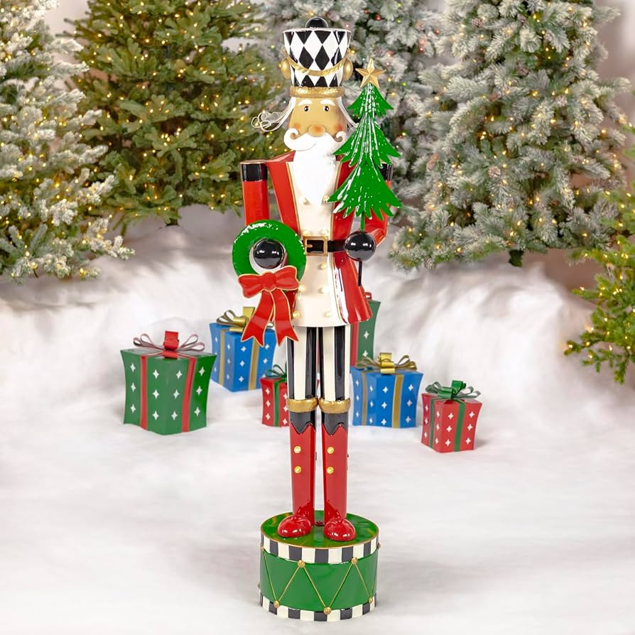 Zaer Ltd. 5.4 FT Tall Iron Fancy Christmas Nutcracker with LED Lights (Emmanuel in Red with Wreat... | Amazon (US)
