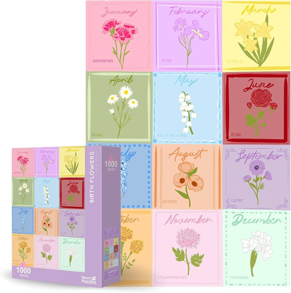 Amazon.com: Theo's Puzzles Birth Month Flower Puzzles for Adults 1000 Pieces - Smooth Edged, High... | Amazon (US)