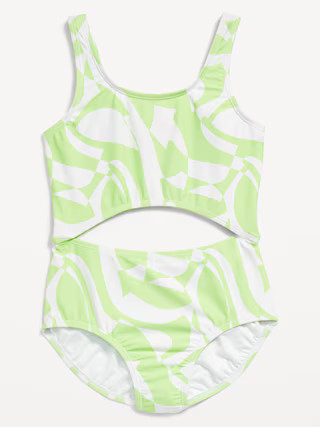 Printed Cutout One-Piece Swimsuit for Girls | Old Navy (US)
