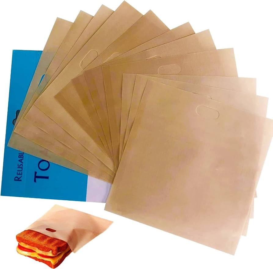 Akblaklsa 12 Pack Reusable Toaster Bags Non-Stick, Toasted Sandwich Bags, Washable Toastie Bags f... | Amazon (US)