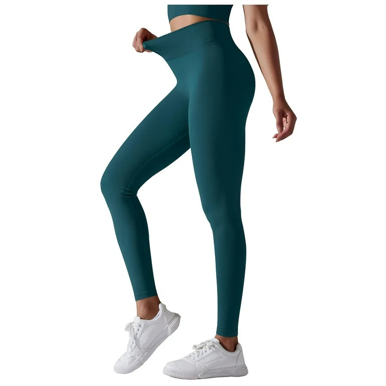 Likimi Yoga Pants For Women Solid Color Leggings High Waist Slim Fitting Stretchable Casual Trous... | Walmart (US)