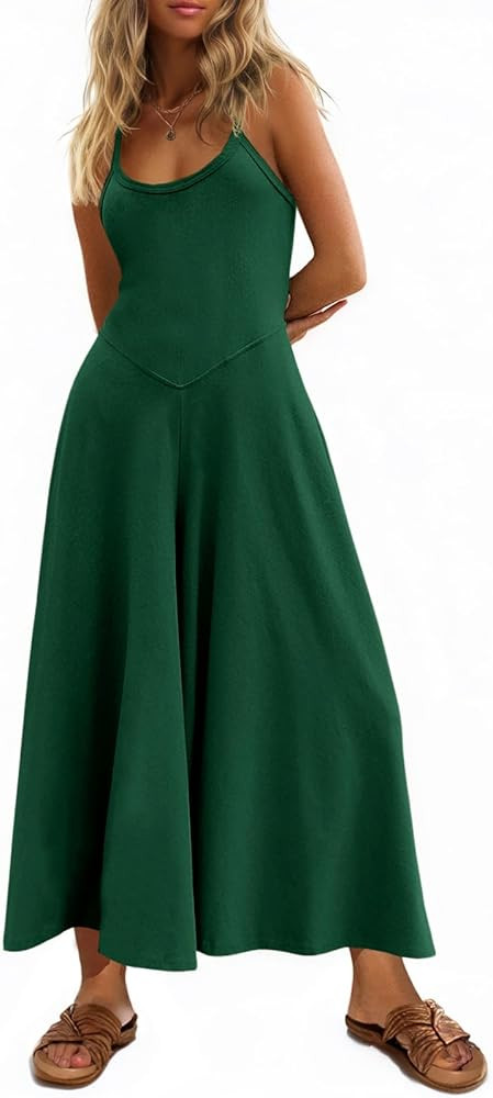 Cicy Bell Womens Casual Wide Leg Jumpsuits Summer Spaghetti Strap Sleeveless Cut Out Loose Long P... | Amazon (US)