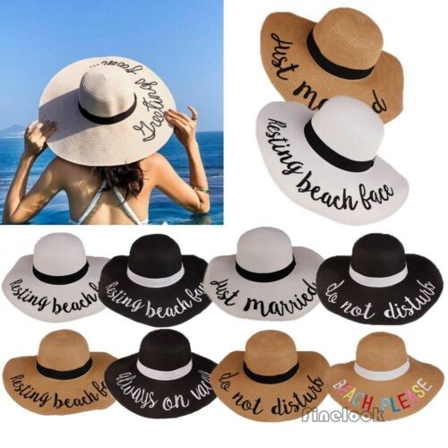Details about   Women Hat Wide Brim Straw Beach Hats Outdoor Floppy Fold Hats Sun Protection
			... | eBay US