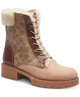 COACH Women's Leighton Signature Shearling Booties - Macy's | Macy's