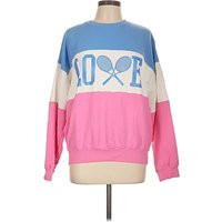 Beach Riot Sweatshirt: Pink Color Block Pattern Tops - Size Large | ThredUp (US)