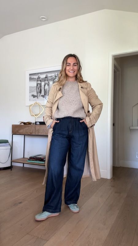 Five days of trench coats! DAY THREE

Try this trench coat outfit formula:
Dark wash wide leg jeans
A neutral sweater
Sneakers, mine are adidas samba
Your trench coat 

See more ways to style a trench coat on CharmedByCamille.com

#LTKstyletip #LTKSeasonal