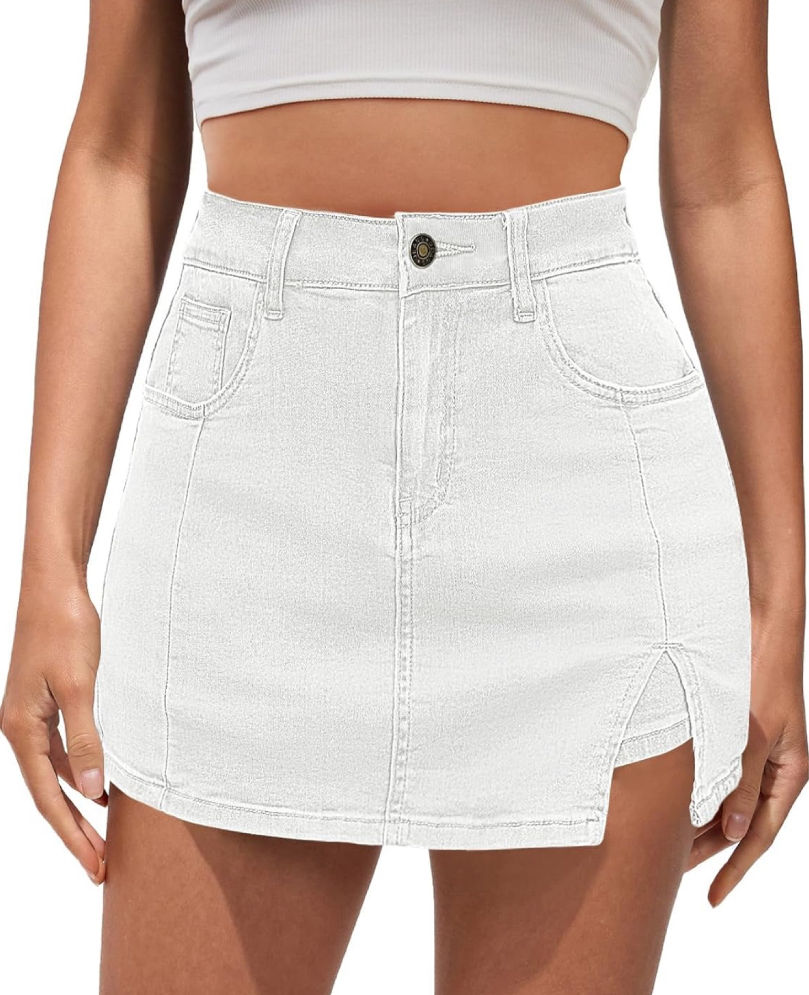 Vetinee Jean Skorts for Woman High Waisted Trendy Slit Stretchy Denim Skirt with Shorts Y2K Casual Summer Skorts Skirts country concert outfit

#LTKStyleTip #LTKFindsUnder50