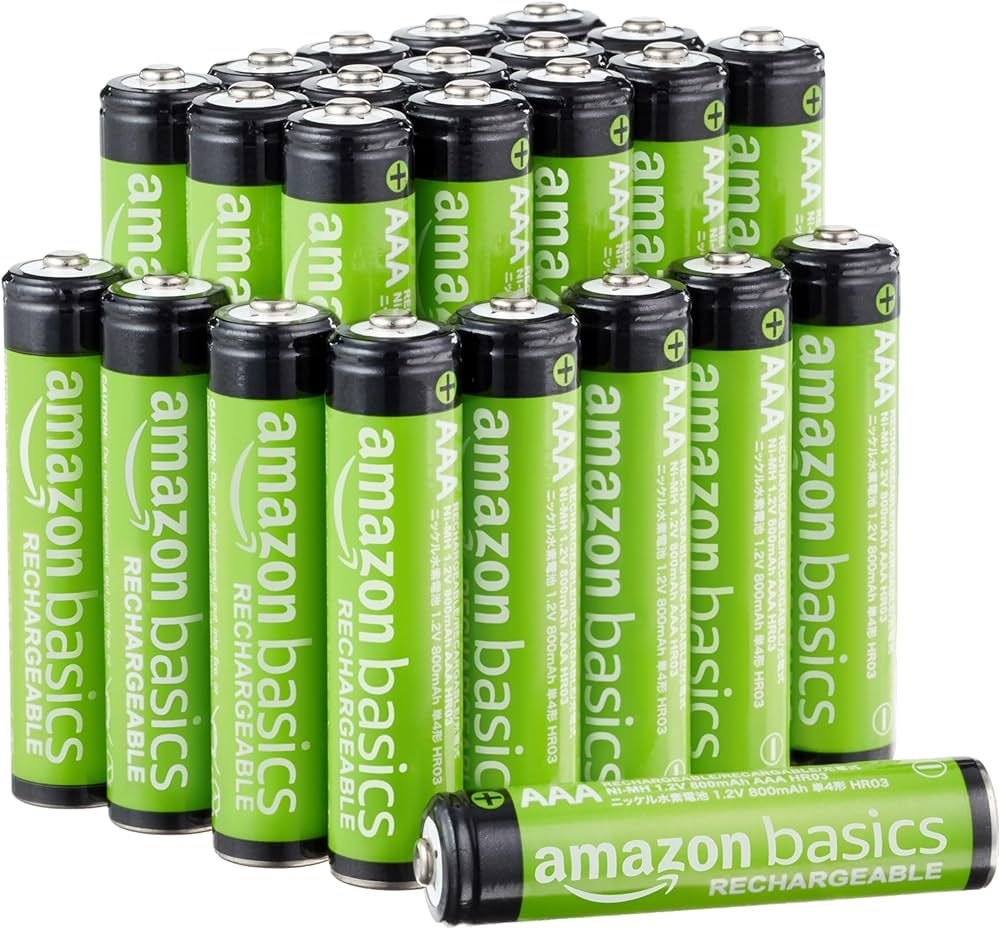 Amazon Basics 24-Pack Rechargeable AAA NiMH Performance Batteries, 800 mAh, Recharge up to 1000x ... | Amazon (US)