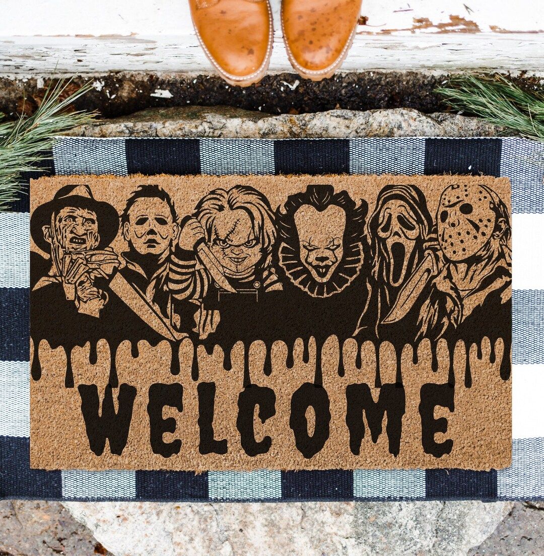 Welcome Halloween doormat, Horror movie Character Decor, House Decor , Holiday Doormats, Front Po... | Etsy (US)