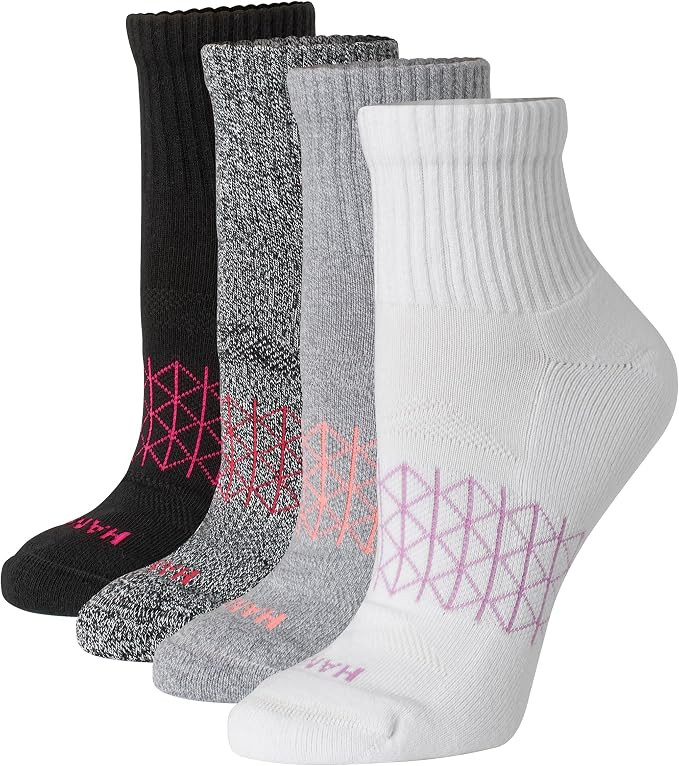 Hanes Women's Socks, 4-pack, Absolute Active Cushioned Moisture-wicking Best Women's Socks, Crew,... | Amazon (US)
