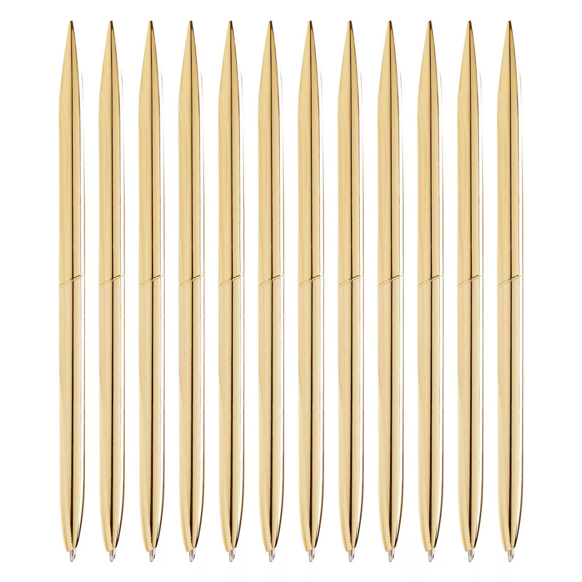 Juvale 12 Pack Retractable Gold Ballpoint Pens Bulk Set for Office Supplies, Black Ink (6.4 in) | Target
