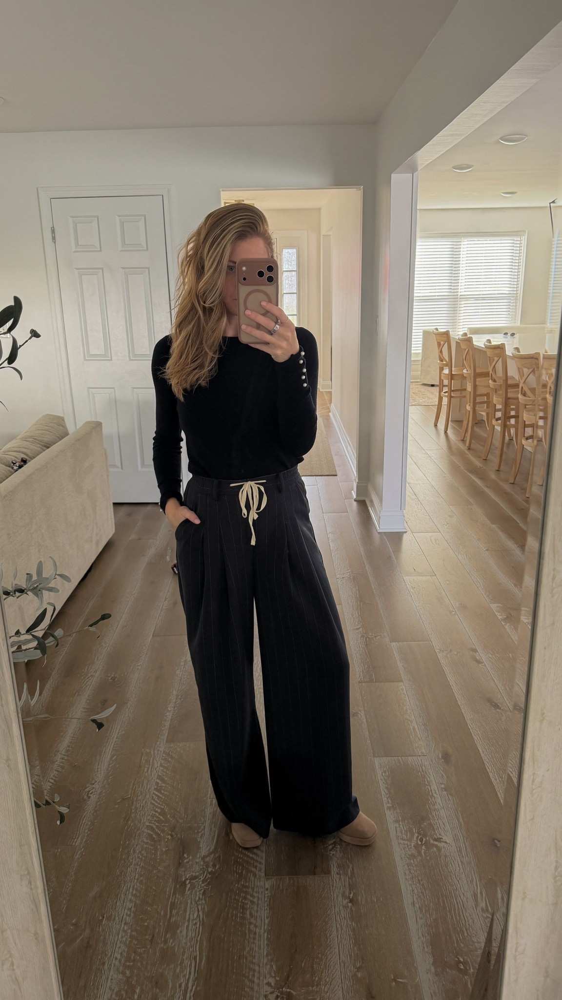 A classic navy with a very thin pin strip, these pants have the ability to be dressed up for the office, or paired with sneakers for a more casual/comfy vibe. Pair them with your favorite blue, grey, or beige shirt 💙

#LTKWorkwear #LTKootd #LTKStyleTip