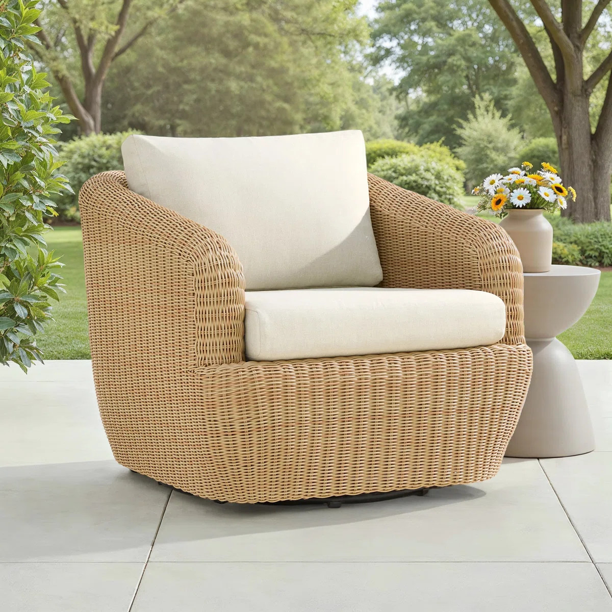 Cambelle Swivel Premium All-Weather Wicker Outdoor Lounge Chair | Wayfair North America