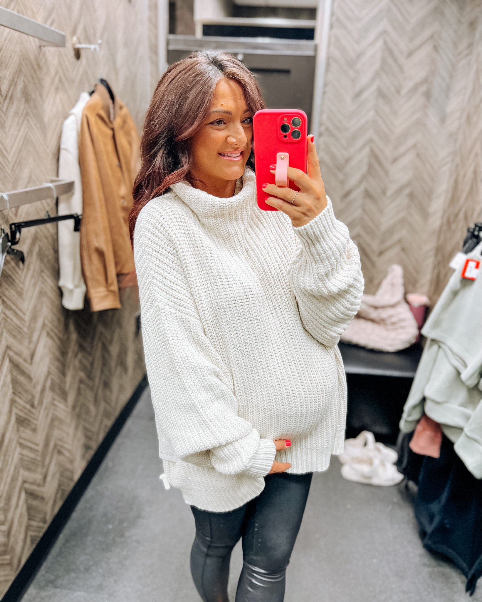 NSale round up on a pregnant mama! 32 weeks here. FP sweater runs oversized, in my true size S. Sized up one in the rest. Non maternity bump friendly Fall fashion outfit options 😘 

#LTKStyleTip #LTKBump #LTKxNSale