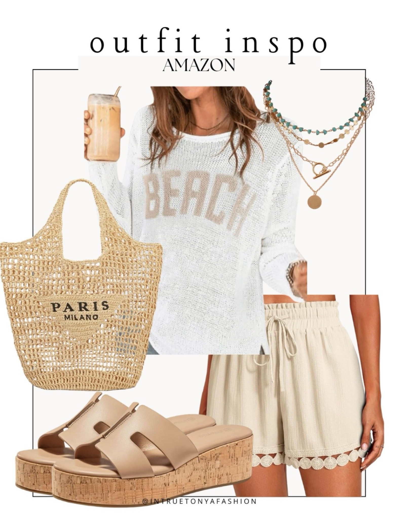 Summer outfit idea — lightweight beach long sleeve top, lightweight beige shorts, platform sandals, Paris tote bag, and stacked necklaces 






Amazon outfits, summer outfit inspo, outfit ideas, casual outfits amazon, amazon outfits every day, outfit ideas 2026, summer outfits, vacation outfit, beach outfit

#LTKootd #LTKSaleAlert #LTKPetite