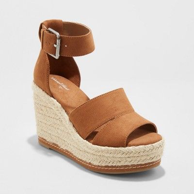 Women's Caroline Microsuede Ankle Strap Espadrille Wedge - Universal Thread™ | Target