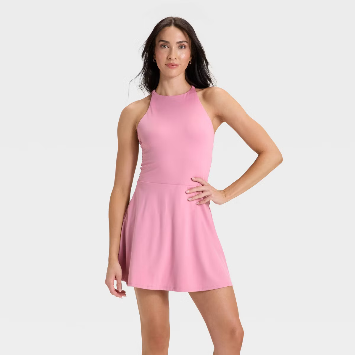 Women's Knit High Neck Halter Active Dress - All In Motion™ Black XXL | Target