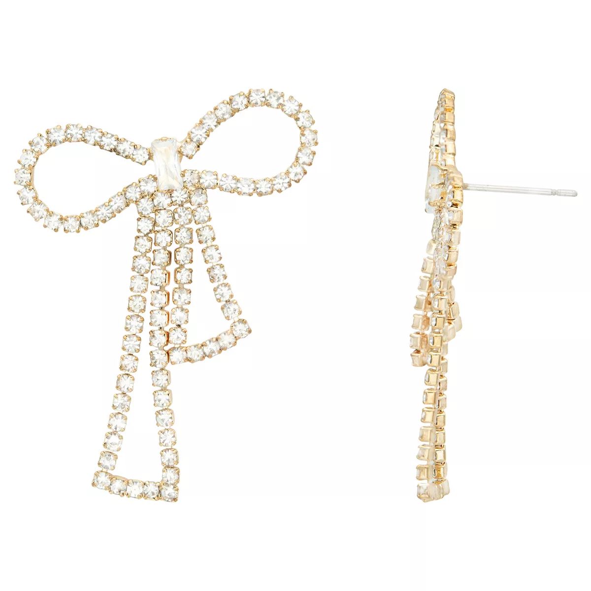 Celebrate Together™ Gold Tone Crystal Bow Outline Nickel Free Drop Earrings | Kohl's