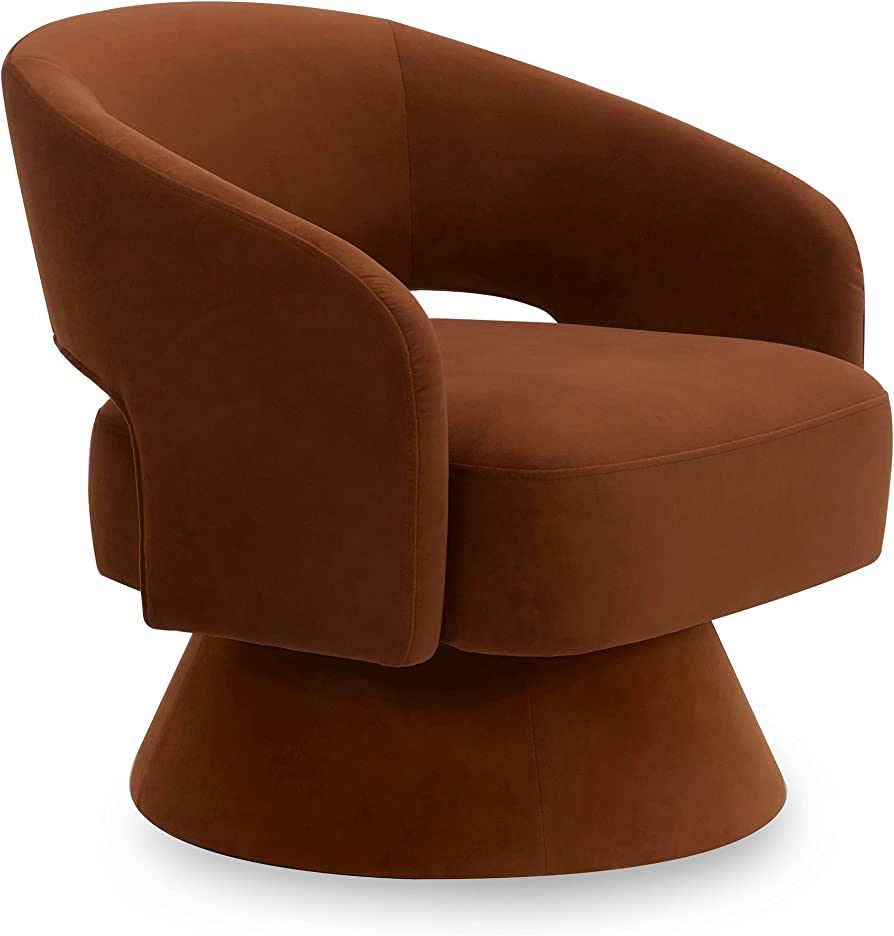 CHITA Swivel Accent Chair Armchair, Velvet Barrel Chair for Living Room Bedroom, Burnt Orange | Amazon (US)