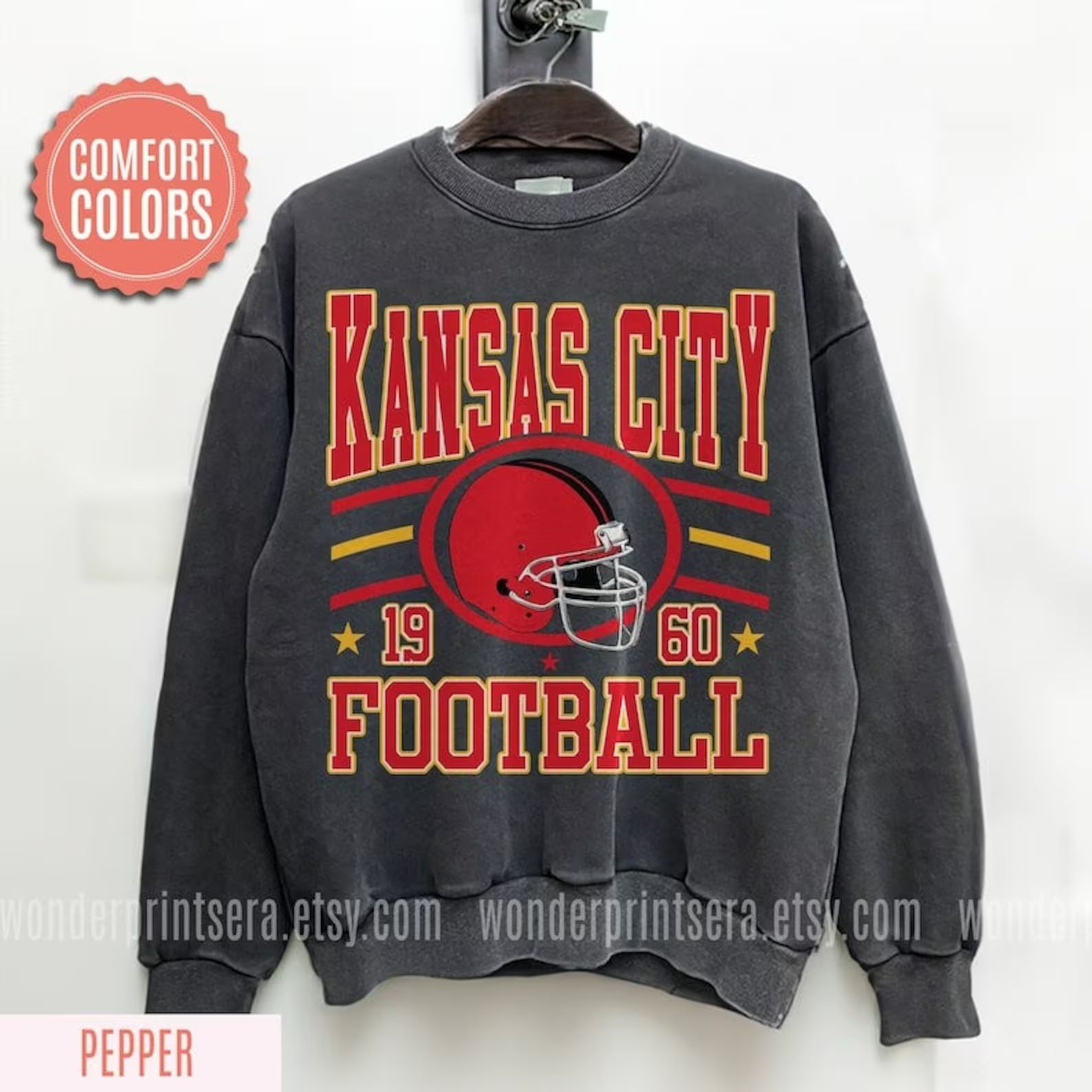 Retro Kansas City Football Sweatshirt, Shirt Retro Style 90s Vintage Unisex Crewneck, Graphic Tee... | Etsy (US)