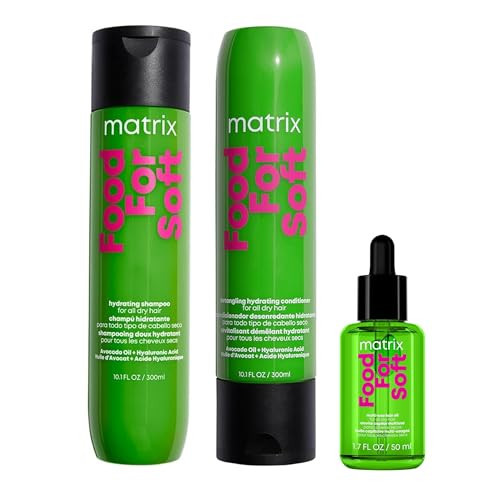 MATRIX Food For Soft Shampoo, Conditioner and Oil Set for Dry & Brittle Hair - Softens, Smoothes, and Reduces Frizz, With Avocado Oil & Hyaluronic Acid, Vegan, Replenishes Hydration and Adds Shine | Amazon (US)