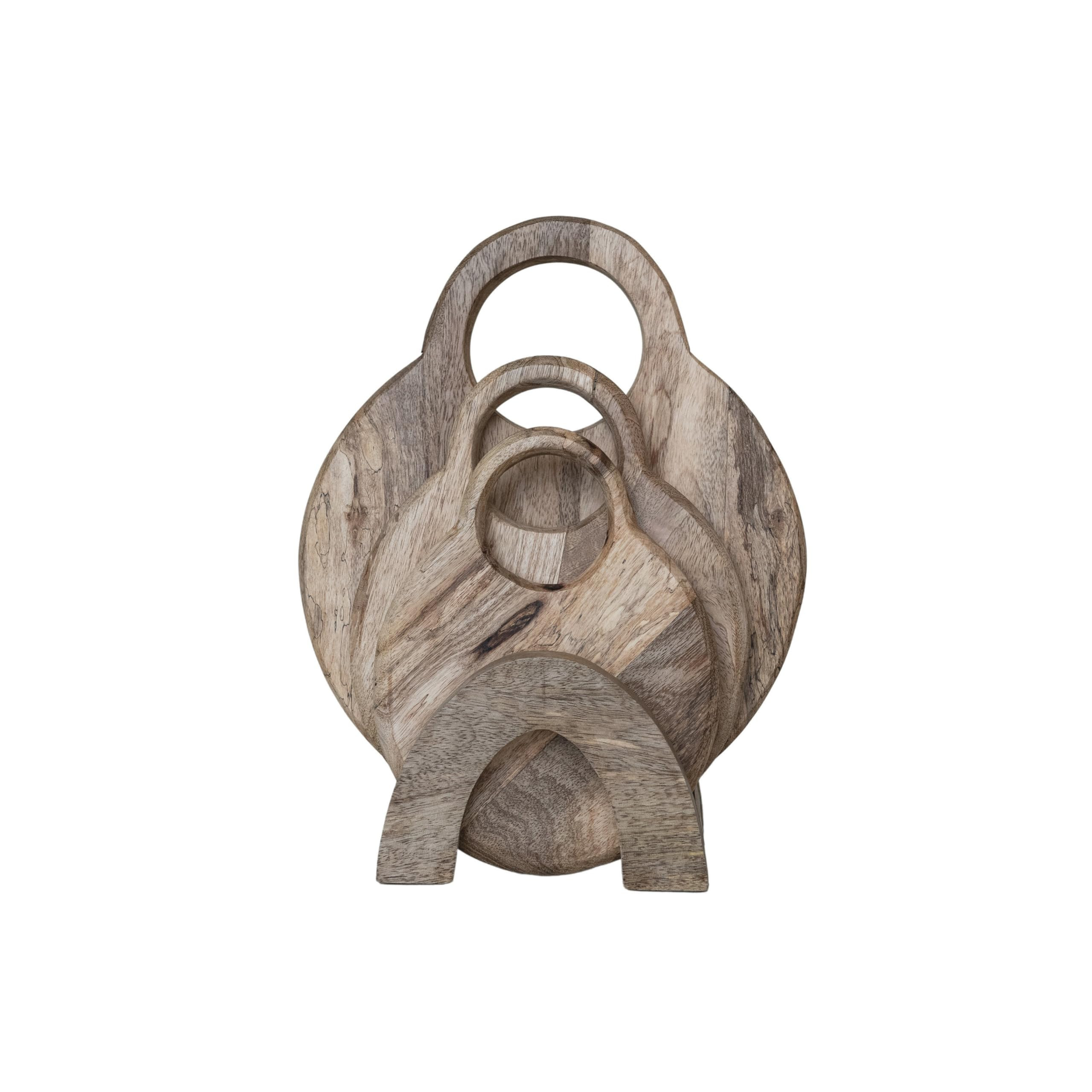 Creative Co-Op 3-Piece Round Mango Wood Cutting Boards with Stand, Natural | Amazon (CA)