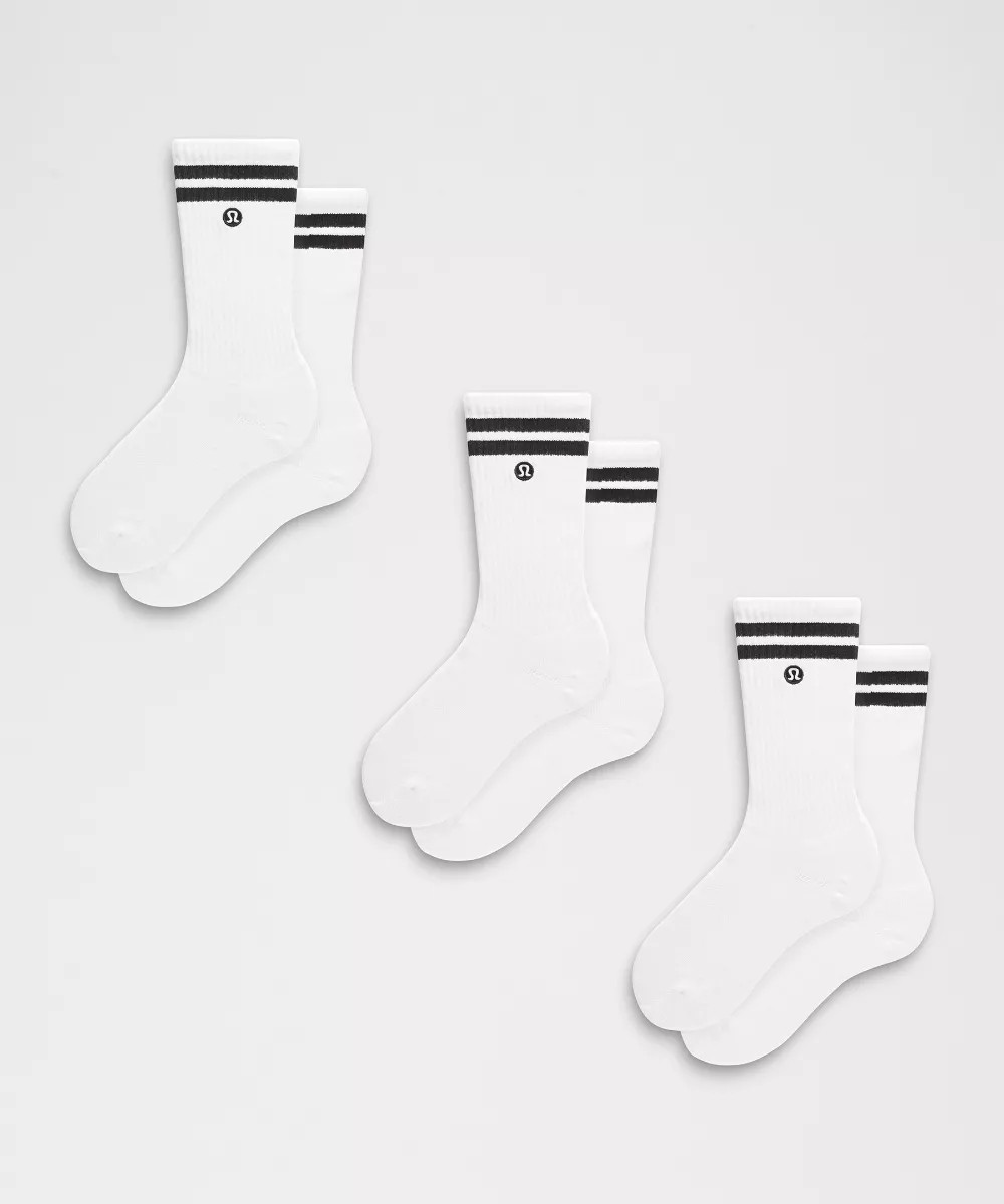 Unisex Daily Essential Crew Socks 3 Pack   Stripe | lululemon (AU)