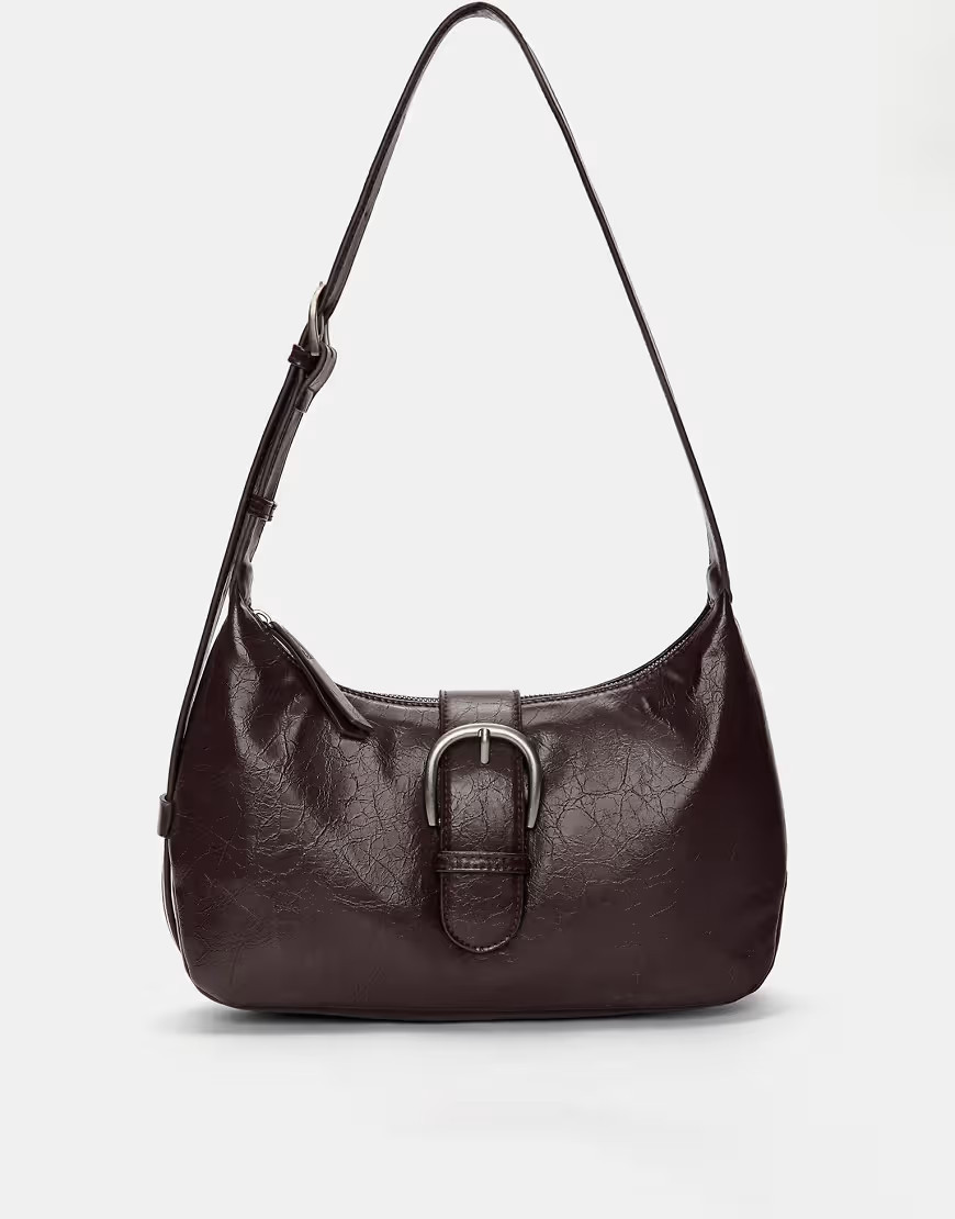 Pull&Bear Shoulder bag with buckle in brown | ASOS (Global)