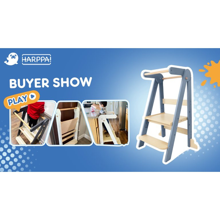 HARPPA Foldable Toddler Kitchen Tower, Standing Stools for Kids Age 1.5-6 Years, White | Walmart (US)