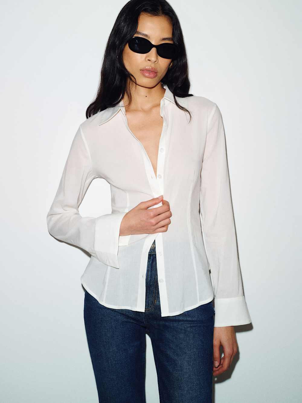 Raya Fitted Voile Shirt | Reformation (Global)