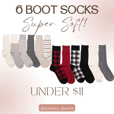 I have 4 sets of these!! They are so soft and feel so awesome in boots and help with any running etc! 
These would make great gifts too!!

Socks, boot socks, walmart, Muk Luks, birthday gift, stocking stuffer, girl gifts, teens, cold weather, Ugg’s, knee high, comfy, lounge soft, 
Target, Amazon, holiday sales, stocking stuffers   #christmas #party #velvet #cold #winter #fall #holiday #Thanksgiving #christmas  #shopping #blackfriday #target #walmartdeals #fall #fallinspo 
Denim, dress, country concert, rodeo, cowboy boots,
#photoshoot #boots #bootseason  #nordys #teacheroutfit #pinklily #fragances #perfumes #makeupmusthaves  #backtoschool #fall #sweatshirts #halloween #boots  #vacationdresses #resortdresses #resortfashion #fallstyle #coolweather #target #targetstyle #express #lululemon #fedora #highheels #heeledsandals , #booties #pumps #fedorahats #bodycondresses #bodysuits #miniskirts #midiskirts #maxiskirts #minidresses #mididresses #maxidresses #watches #earrings #backpacks #camis #croppedcamis #croppedtops #highwaistedshorts #tennisskirts #skorts #spanx #mothertobe #motherhood #momoutfit #highwaistedskirts #momjeans #momshorts #capris #overalls #overallshorts #distressedshorts #distressedjeans #whiteshorts #blackshorts #leggings #bralettes #crossbodybag #hobobag #beachbag #beachtote #totebag #luggage #carryon #blazer #airpodcase #iphonecase #shacket #sale #under50 #under100 #under40 #workwear  #ootd #bohochic #bohodecor #farmhouse decor #modernhome #homedecor #amazonfinds #nordstrom #beautymusthaves #beautyfavorites #hairaccesories #perfume #fragrance #hairtools #workwear #weddingguestoutfit #studearrings #hoopearrings #simplestyle #casualstyle  #aestheticstyle #blushpink       

#LTKHolidaySale
#LTKGiftGuide
#LTKHoliday
#LTKHalloween
#LTKhome
#LTKmidsize
#LTKfindsunder50
#LTKxMadewell
#LTKSeasonal
#LTKVideo
#LTKU
#LTKover40
#LTKsalealert
#LTKparties
#LTKfindsunder100
#LTKstyletip
#LTKbeauty
#LTKfitness
#LTKplussize
#LTKworkwear
#LTKswim
#LTKitbag
#LTKkids
#LTKtravel
#LTKbaby
#LTKfamily
#LTKshoecrush
#LTKbump 
#LTKmens
#LTKwedding



#LTKGiftGuide #LTKsalealert #LTKSeasonal