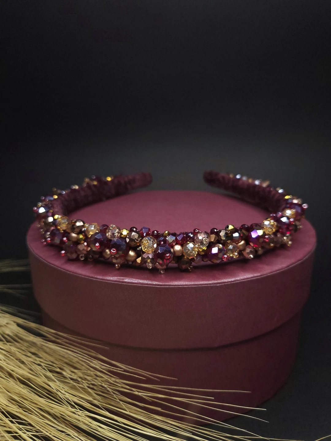 Autumm Red and Brown Embellished Headband, Red Tiara, Burgundy Tiara Headband, Bridal Crown, Colo... | Etsy (US)