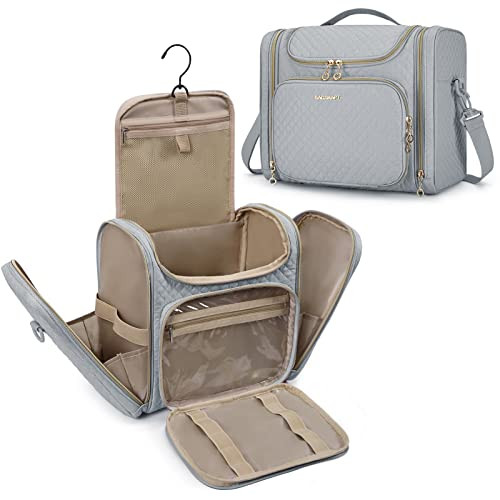 BAGSMART Toiletry Bag for Women, Travel Toiletry Bag, Water-resistant Cosmetic Makeup Bag, Large Capacity Travel Organizer for Full Sized Toiletries and Cosmetics, Grey | Amazon (US)