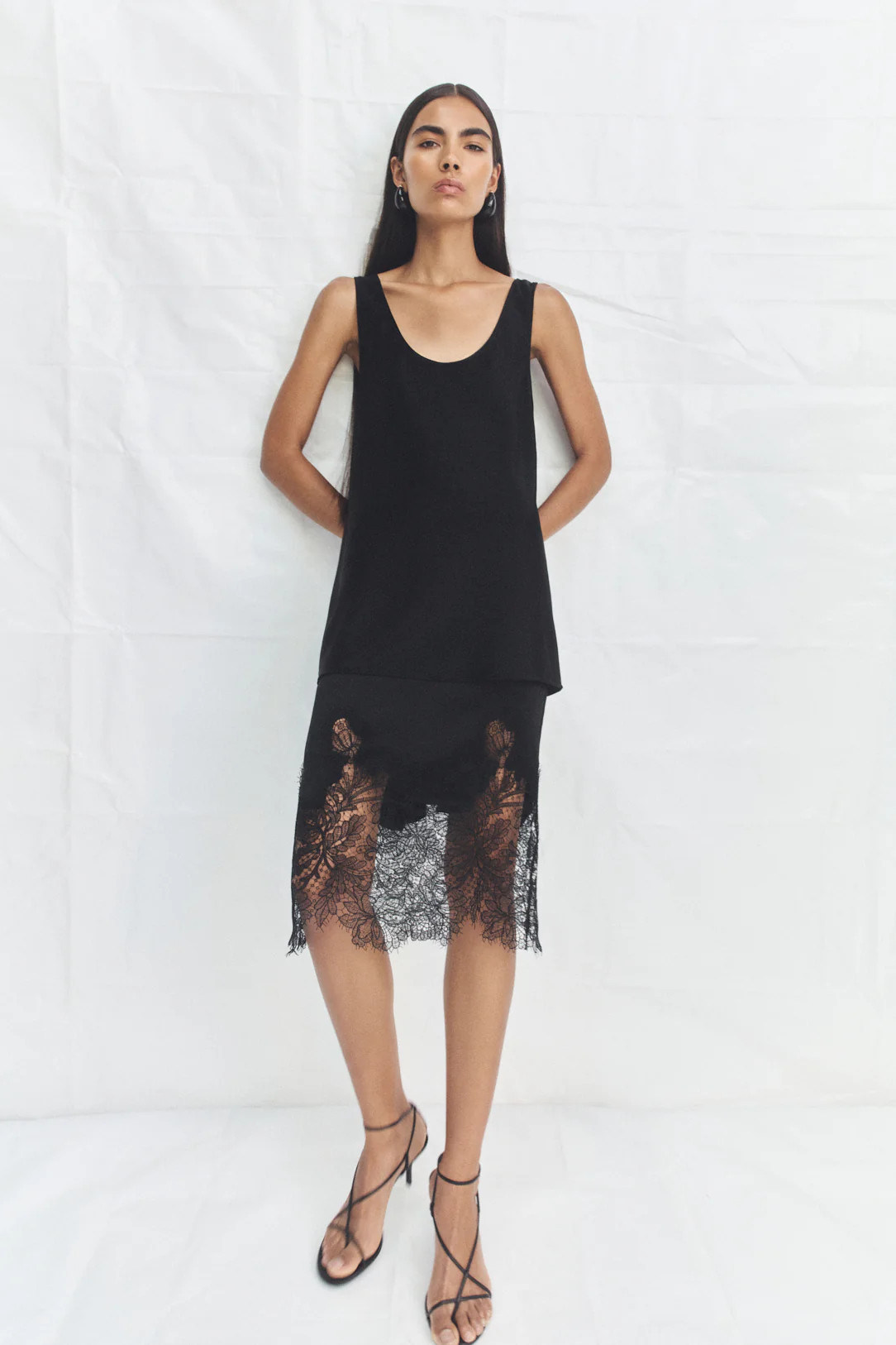 Lucia Lace Knee Length Skirt | Black | Skirts | Shona Joy | Shona Joy