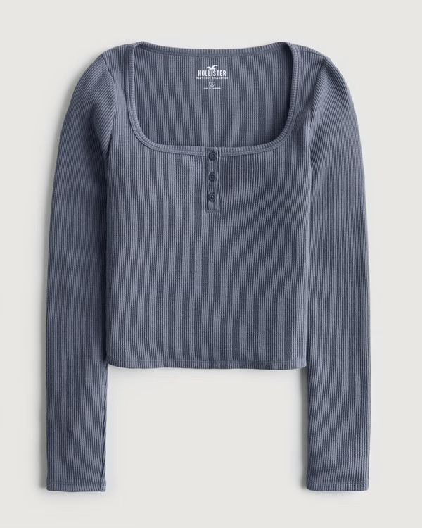 Women's Waffle Henley | Women's Tops | HollisterCo.com | Hollister (US)