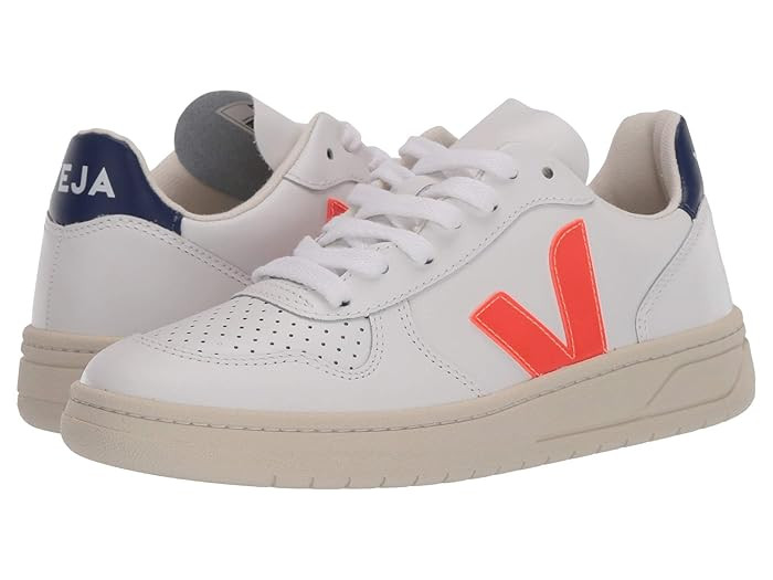 VEJA V-10 (Extra White/Orange Fluo/Cobalt) Athletic Shoes | Zappos