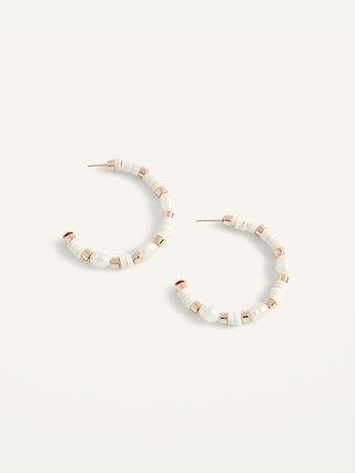 Gold-Toned Freshwater Pearl Hoop Earrings for Women | Old Navy (US)