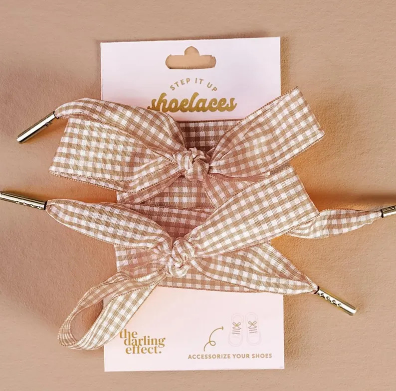 Mocha/white Gingham Shoe Laces - Etsy | Etsy (Global)