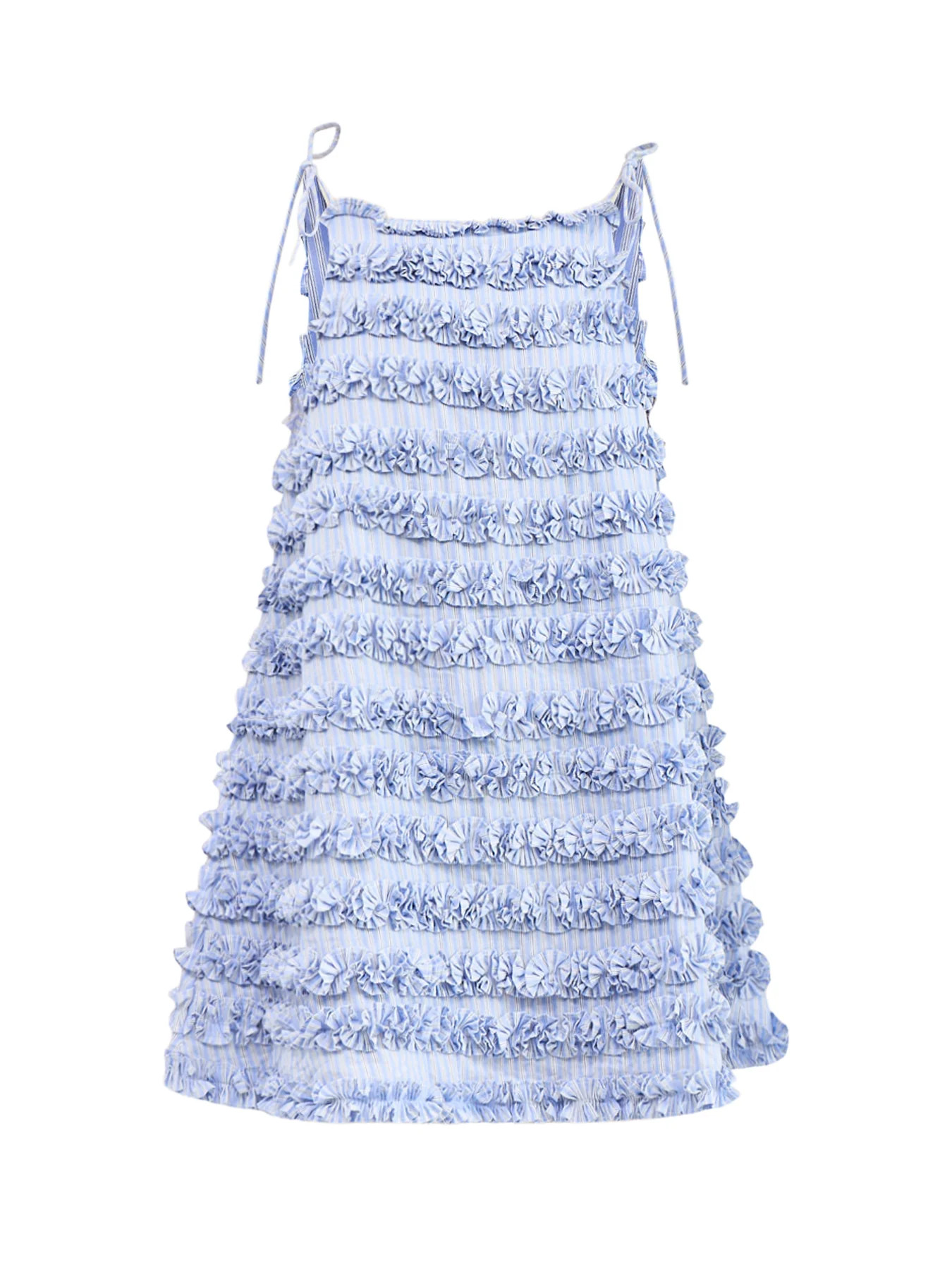Leili Ruffle Mini Dress Blue Stripe | Fenwick UK