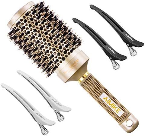 Round Brush, Nano Thermal Ceramic & Ionic Tech Hair Brush, Round Barrel Brush with Boar Bristles,... | Amazon (US)