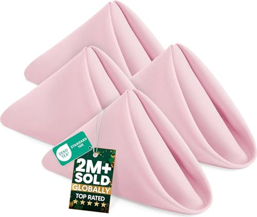 Utopia Home [24 Pack, Pink] Cloth Napkins 17x17 Inches, 100% Polyester Hemmed Edges, Washable and Reusable Ideal for Parties, Weddings and Dinners | Amazon (US)