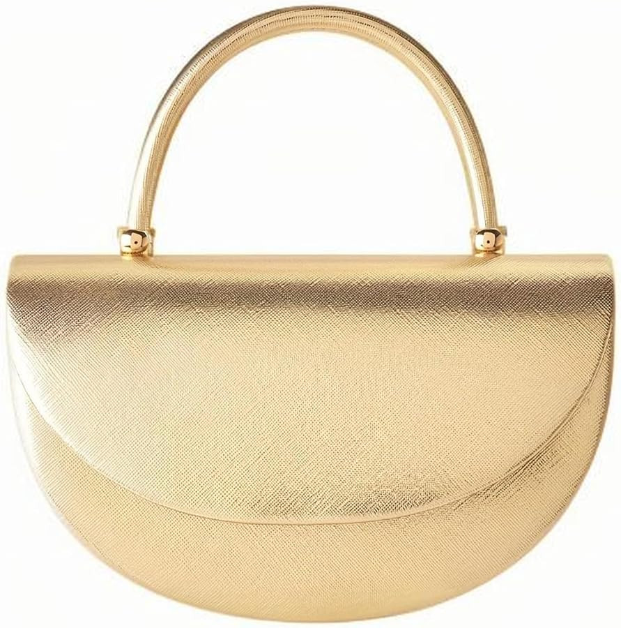 Women's Half-Moon PU Evening Handbag Elegant Party Purse Bag (Gold) | Amazon (US)