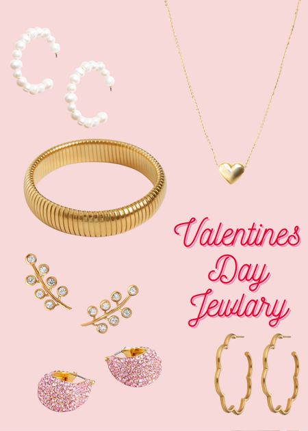 Jewelry to wear for Valentine's Day. #jewlary #bracelet #earrings #neeklace #heartneckalace #goldjewelry #gold 

#LTKFind #LTKSeasonal #LTKGiftGuide