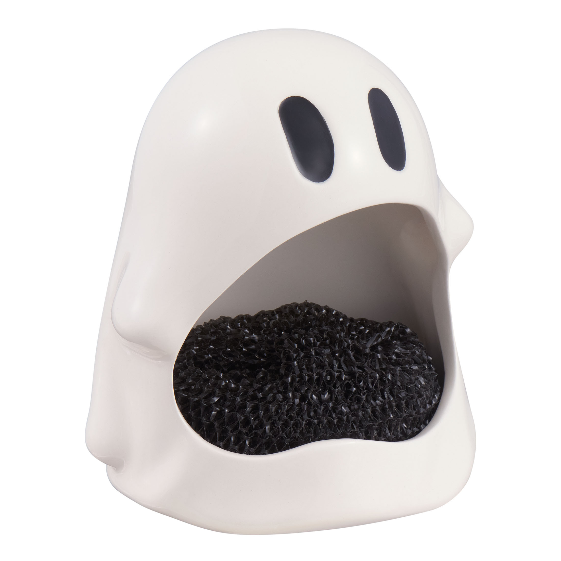 Way to Celebrate White & Black Ghost-Shaped Glazed Ceramic Scrubby Holder - Walmart.com | Walmart (US)